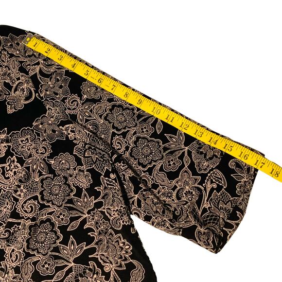 CATHERINES PRINT TOP 1X 18 / 20W 3/4 Sleeves Boho Flowy High-Low Hem - Picture 5 of 6